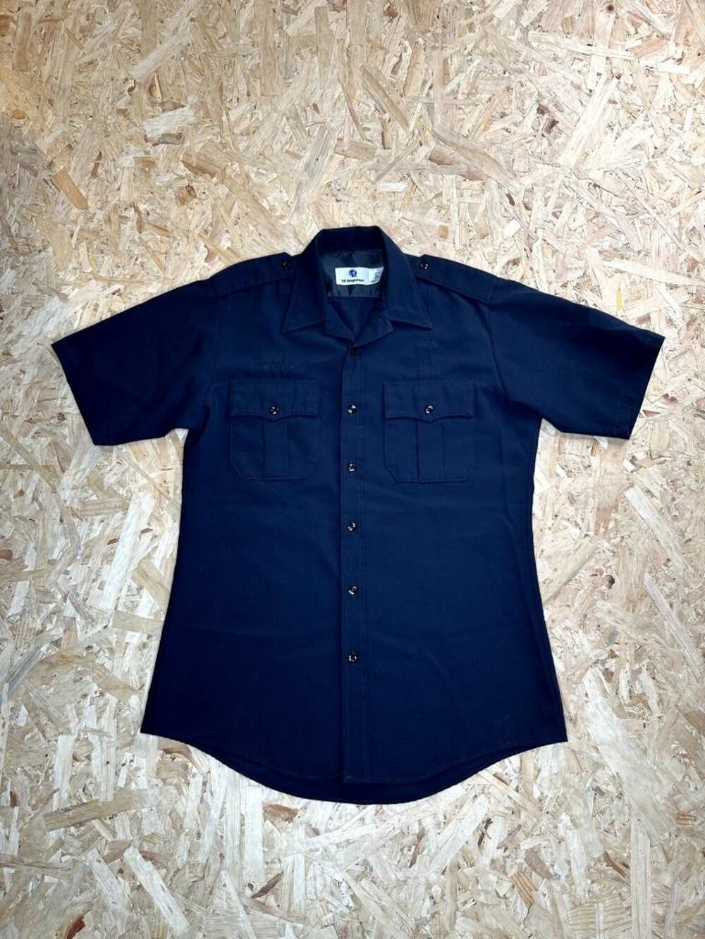 VF Imagewear Mens Medium Short Sleeve Police Security Uniform Shirt Navy Blue
